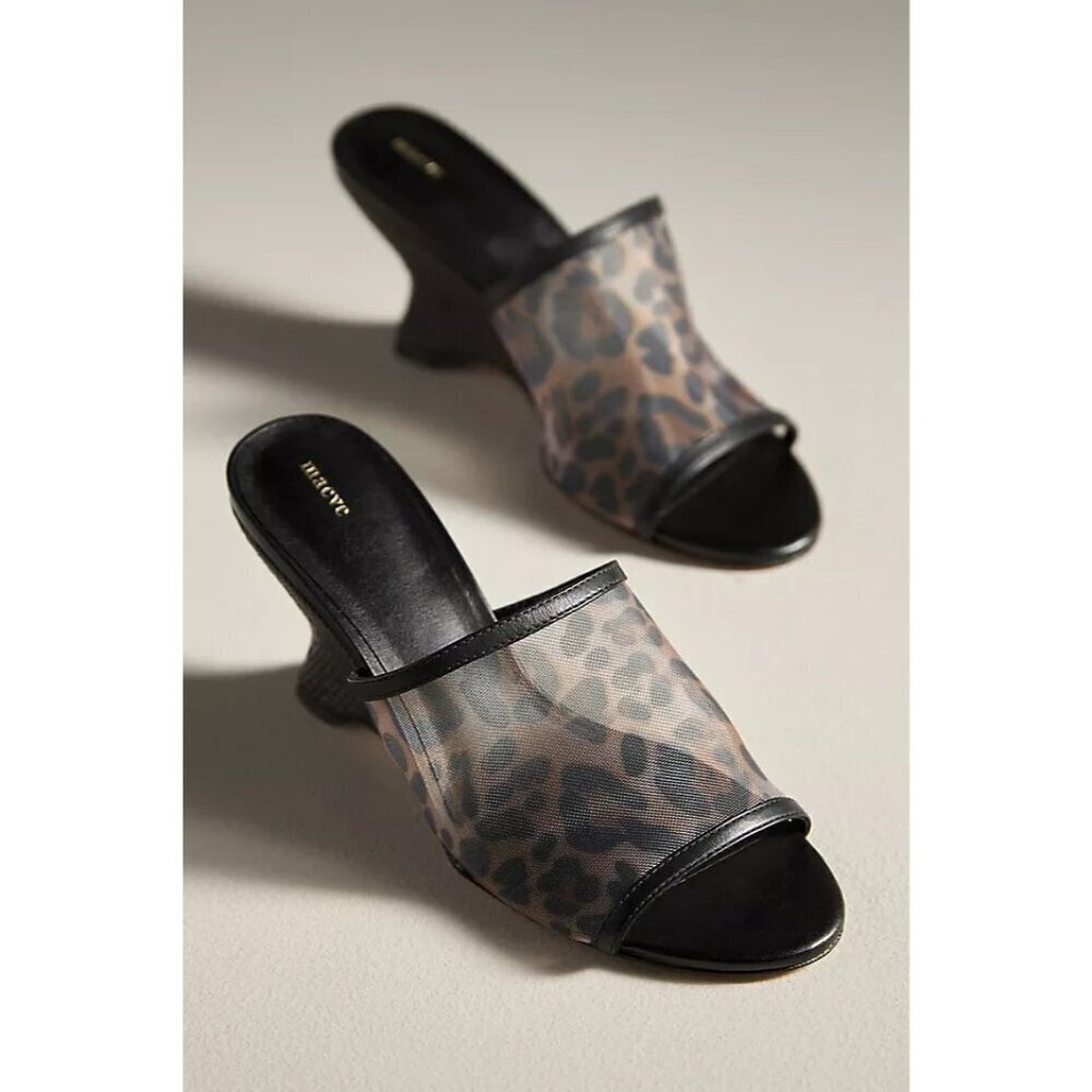 Anthropologie Maeve Mesh Animal Print Wedge Heels 42/11